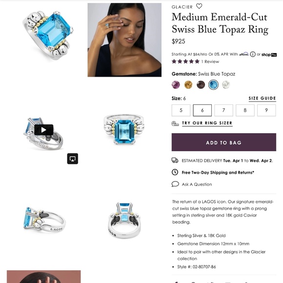 Lagos Blue Topaz Ring&Earrings - Picture 6 of 17